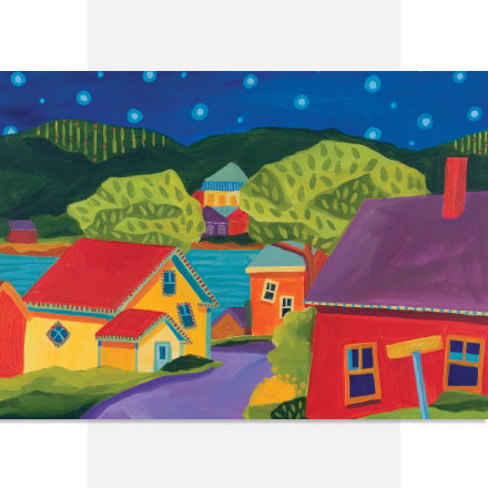 Blank Card: Church Street in Bright Colors