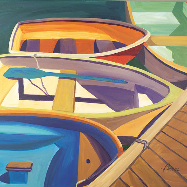 Catherine Breer Four Rowboats Art Print - Square